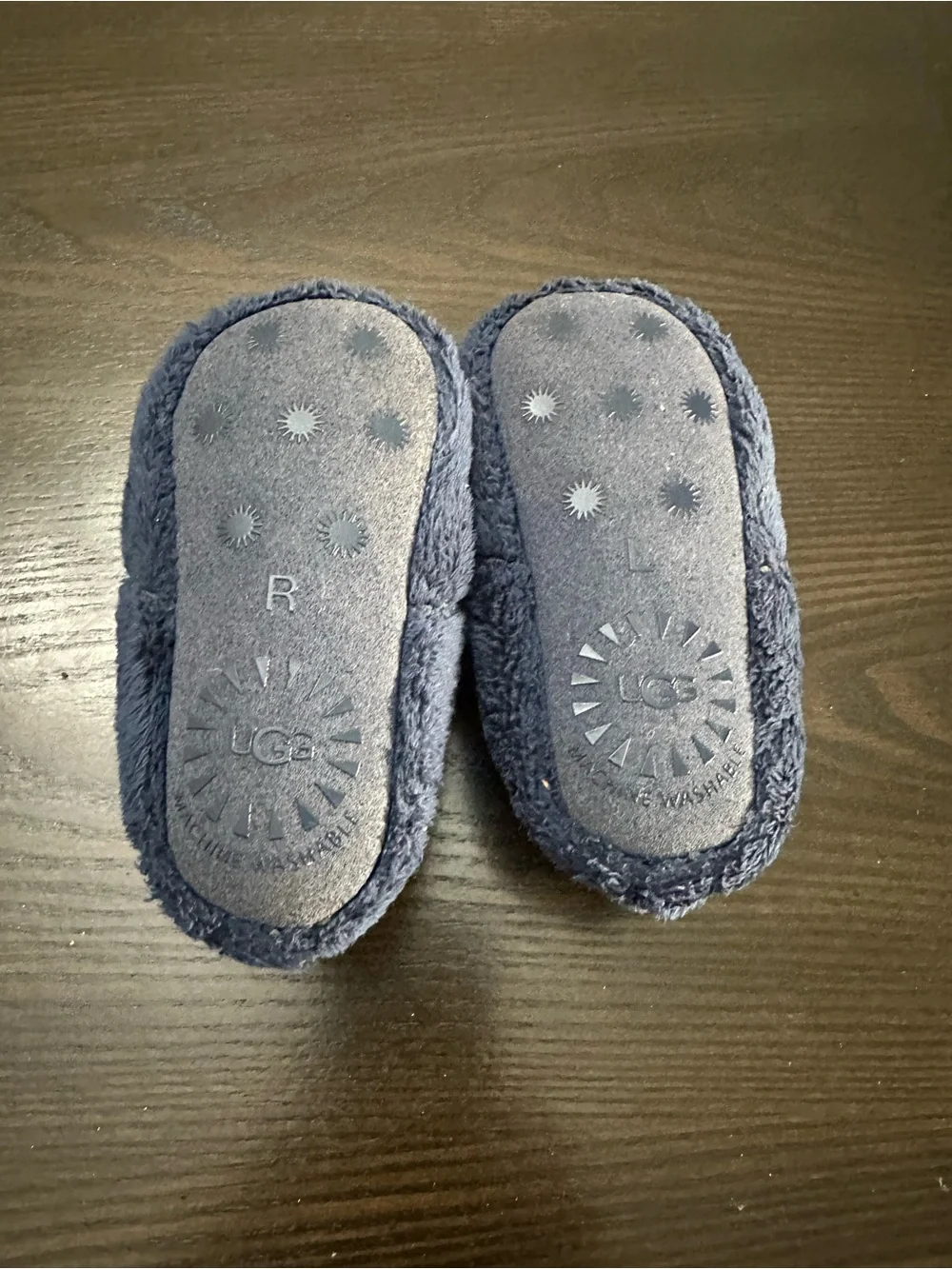 UGG Kids Plush Navy Blue Bootie Slippers
